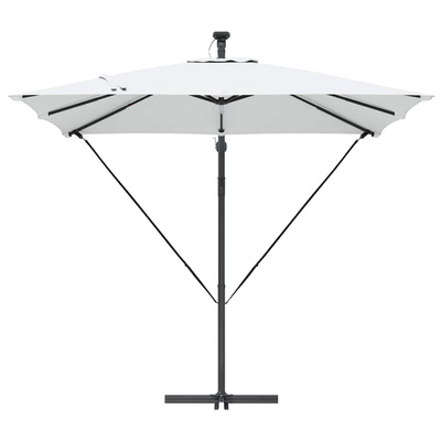 Parasol plażowy z paskami LED piaskowy 249 x 249 x 250 cm