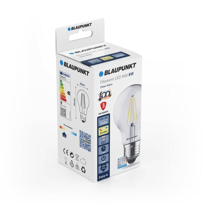 Blaupunkt Żarówka LED Filament LED E27 A60 8W Clear Glass