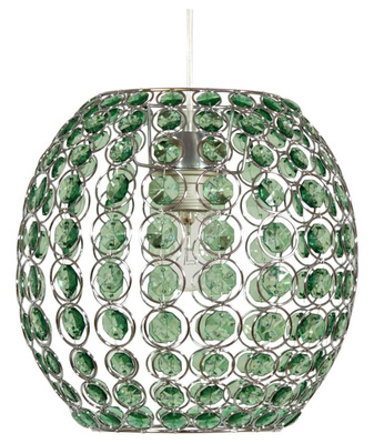 Lampa wisząca Rica pojedyncza metalowa zielona do salonu z kloszem E27