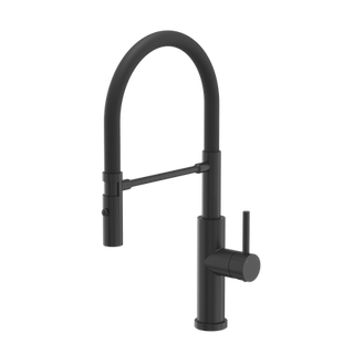 ANDY stalowa bateria kuchenna z ruchomą wylewką, pure carbon / wąż czarny