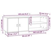 vidaXL Szafka pod TV, czarna, 105x34x40 cm, lite drewno sosnowe