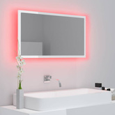vidaXL Lustro łazienkowe LED, wysoki połysk, białe, 80x8,5x37cm, akryl