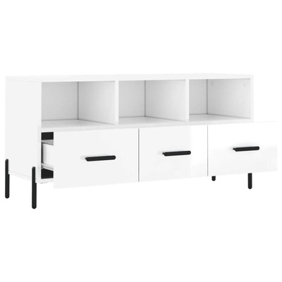 vidaXL Szafka pod TV, biała, wysoki połysk, 102x36x50 cm