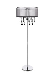 Lampa podłogowa chromowa / czarna z kryształkami Sottile Candellux 53-73945