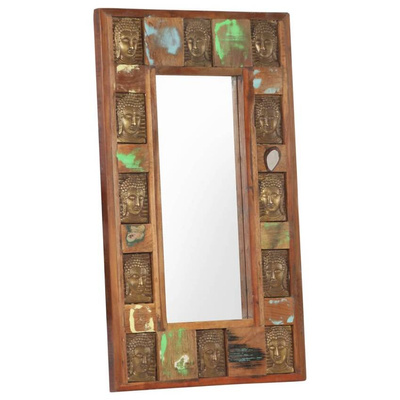 vidaXL Lustro z wizerunkiem Buddy, 50x80 cm, lite drewno z odzysku