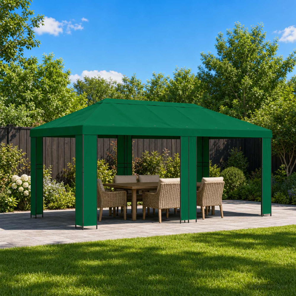 Altana ogrodowa 6 x 3 m zielony Poliester i Stal 190