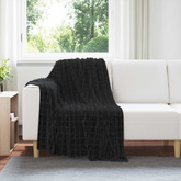 Koce narzutowe 6 pcs Czarny 150 x 130 cm Polar