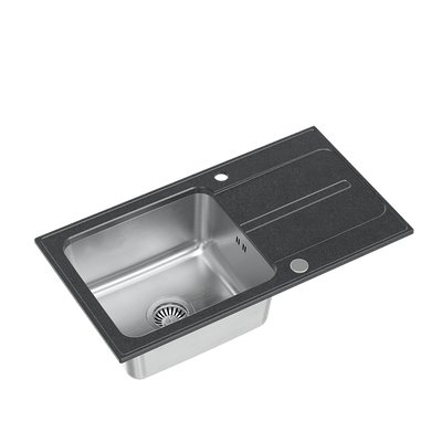 RALPH 111 Fusion GraniteQ black dotted (czarny) z komorą stalową (780x430x190) z syfonem manualnym i zaślepką
