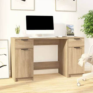 vidaXL Biurko z szafką boczną, dąb sonoma, materiał drewnopochodny