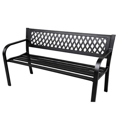 Ławka Ogrodowa Parkowa Taras Ogród Metalowa Oparcie Czarna 120 cm