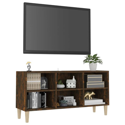 vidaXL Szafka pod TV, drewniane nóżki, przydymiony dąb, 103,5x30x50 cm