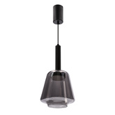Lampa wisząca Bueno szklana czarna z kloszem dymionym do salonu