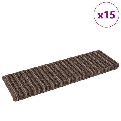 Samoprzylepne maty na schody 15 pcs Brązowy 65 x 21 x 4 cm