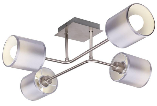 Lampa sufitowa satyna nikiel tkany abażur 4x40W Sax Candellux 34-70685