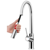 Bateria zlewozmywakowa z 2-funkcyjną, wyciąganą wylewką w kształcie litery U Farsala chrom