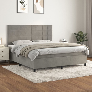 vidaXL Łóżko kontynentalne z materacem, jasnoszare, 180x200cm, aksamit wariant 10