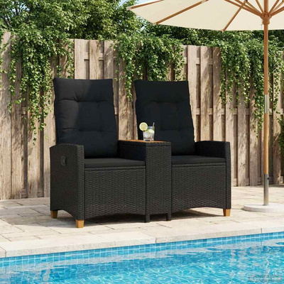 Leżanka z stolikiem 2 -Seater 126 x 65 x 112 cm polirattan