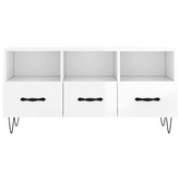 vidaXL Szafka pod TV, biała, wysoki połysk, 102x36x50 cm