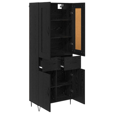 Highboard Czarny Dąb 69,5 x 34 x 180 cm Drewno inżynieryjne