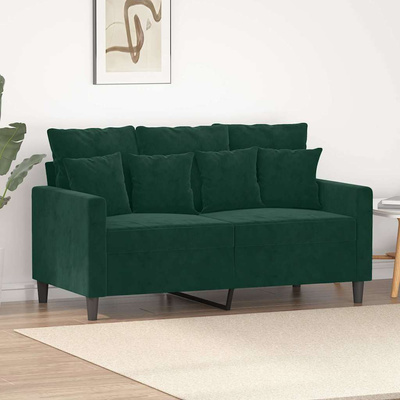 Sofa 2-osobowa, ciemnozielona, 120 cm, tapicerowana aksamitem