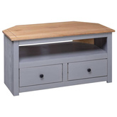 vidaXL Narożna szafka pod TV, szara, 93x49x49 cm, sosna, seria Panama