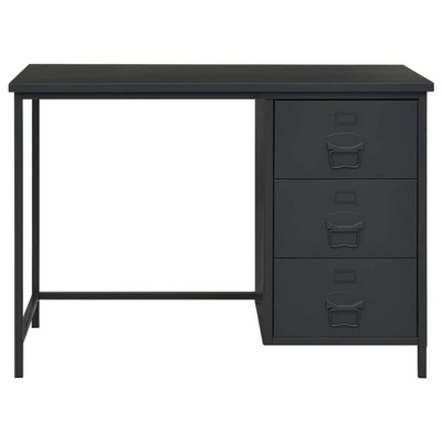 vidaXL Industrialne biurko z szufladami, antracyt, 105x52x75 cm, stal
