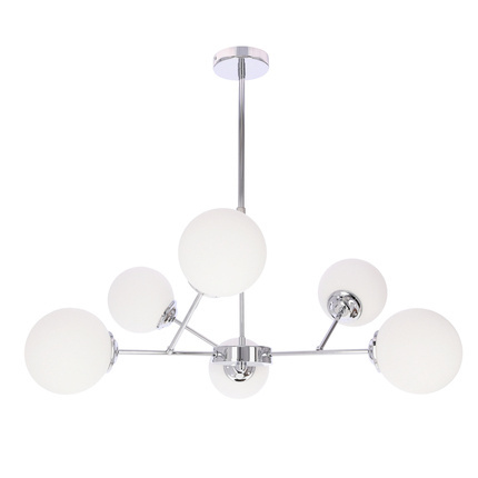 BELWEDER lampa wisząca chromowy 8x40W E14 klosz biały  38-39866