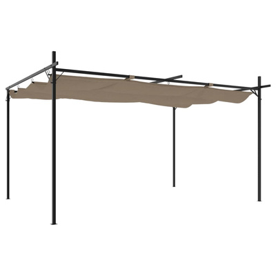 Pergola ze zwijanym dachem, taupe, 395x292x230 cm