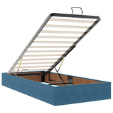 Łóżko z pojemnikiem i materacem LED granatowy 90 x 200 cm Welur
