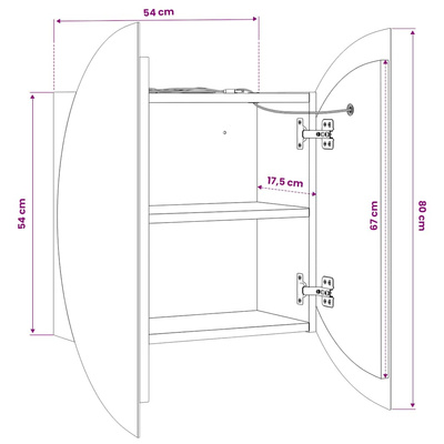 Szafka łazienkowa z lustrem i LED, biała, 54x54x17,5 cm