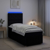 Łóżko z box spring LED z materacem Czarny 80 x 200 cm tkanina