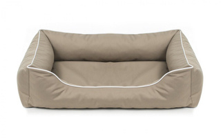 Legowisko dla psa Sofa Valencia Standard w kolorze beżowym z białym wykończeniem Rozmiar: L - 100 x 75 cm