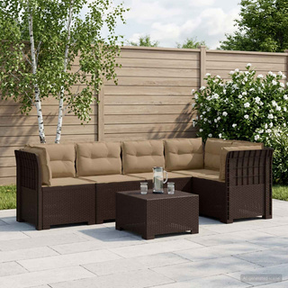 5-osobowa sofa ogrodowa z poduszkami w stylu rattanowym PP