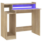 vidaXL Biurko z podświetleniem LED, dąb sonoma, 97x45x90 cm