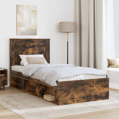 Ramka łóżka Dąb wędzony 75 x 190 cm Drewno inżynieryjne