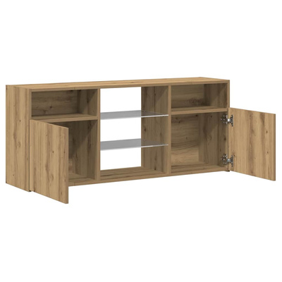 Szafka pod TV z oświetleniem LED, dąb artisan, 120x30x50 cm