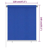 vidaXL Roleta zewnętrzna, 120x140 cm, niebieska, HDPE