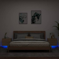 Wiszące szafki nocne z LED, 2 szt., dąb sonoma vidaXL