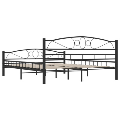 Rama łóżka, czarna, stalowa, 160 x 200 cm
