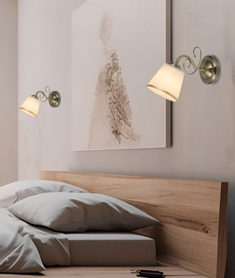 Losanna Lampa Kinkiet Patynowy 1X40W E14 Klosz Biały Z Obwódką