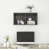 vidaXL Wisząca szafka pod TV, wysoki połysk, szara, 37x37x72 cm