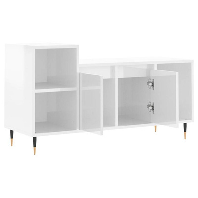 vidaXL Szafka pod TV, wysoki połysk, biała, 100x35x55 cm
