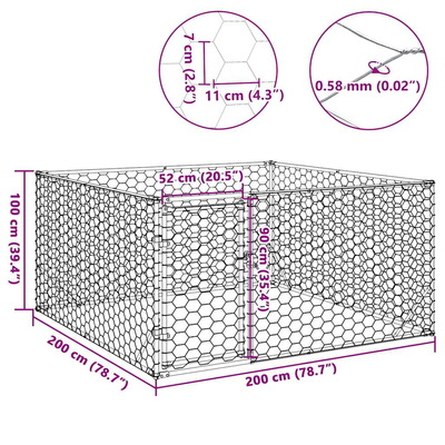 Zewnętrzna buda dla psa z drzwiami 2x2x1 m, ocynkowana stal