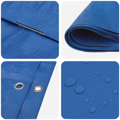 Plandeka z oczkami niebieski 6 x 8 m 260 gsm PE