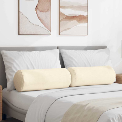 Poduszki Wałkowe 2 pcs Kremowy ? 25 x 70 cm Tkanina sztruksowa