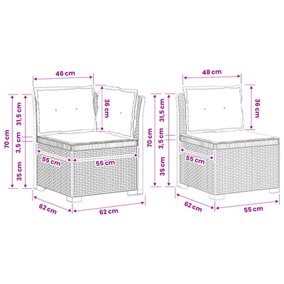 5-osobowa sofa ogrodowa z poduszkami w stylu rattanowym PP