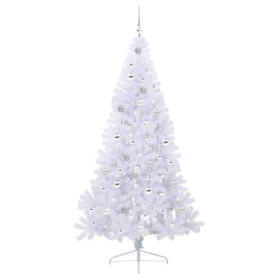 Sztuczna choinka z 300 diodami LED Biały 210 cm PVC i stal