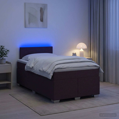 Łóżko Box Spring z materacem i LED Ciemny brąz 120 x 200 cm