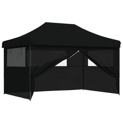 vidaXL Namiot imprezowy typu pop-up z 4 ściankami, czarny model standard