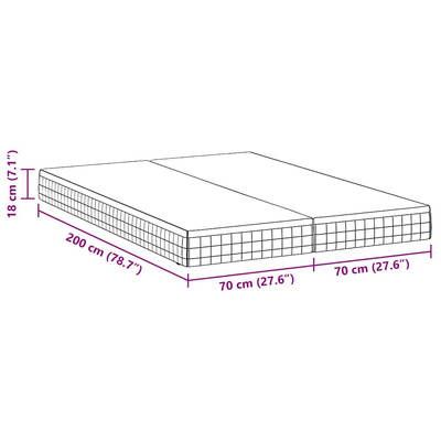 Materac 2 szt. Średnio miękki 70 x 200 cm Biały i szary